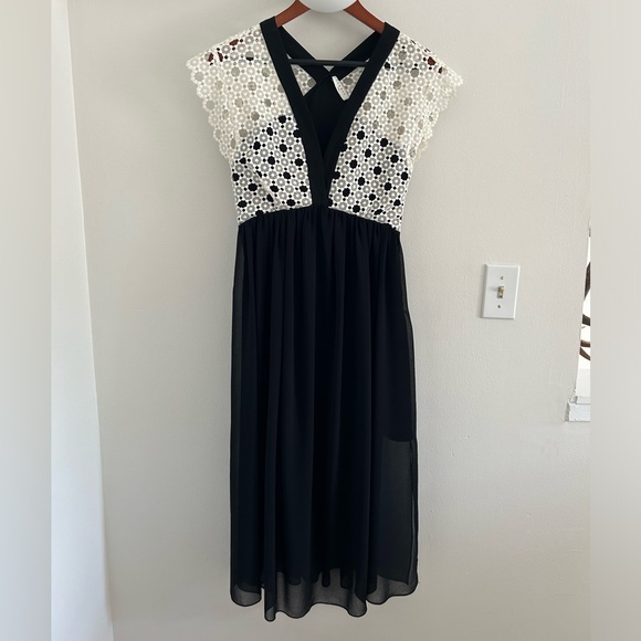 Sandro Dresses & Skirts - Sandro crochet top and silk midi dress Sz 2